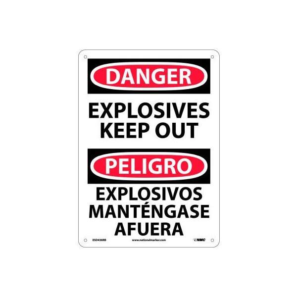 Bilingual Plastic Sign - Danger Explosives Keep Out